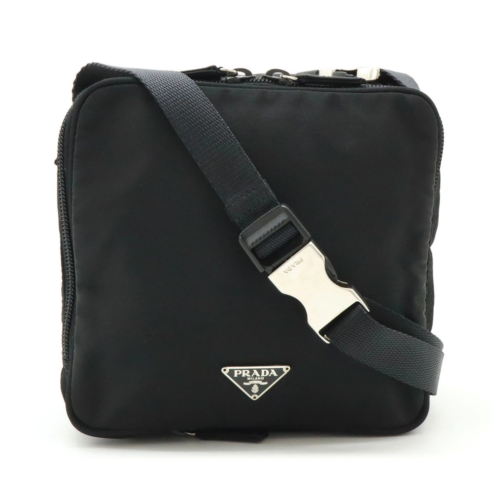 Prada Triangle Shoulder Bag Waist Body Black Nero Black